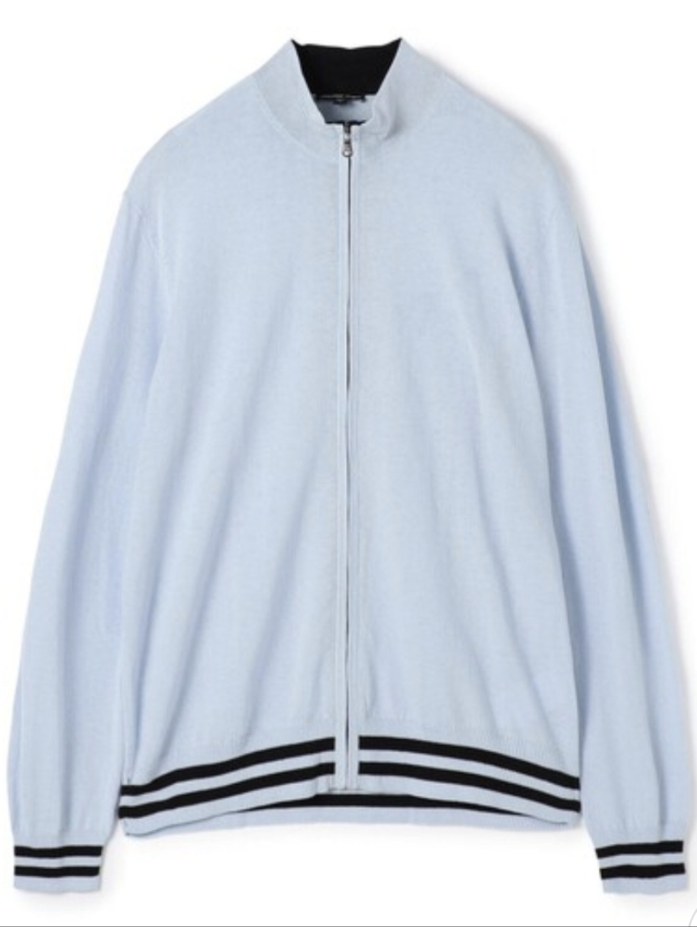 James Perse Striped cotton-blend zip-up cardigan Blue Preppy NWOT Size 4 (XL)